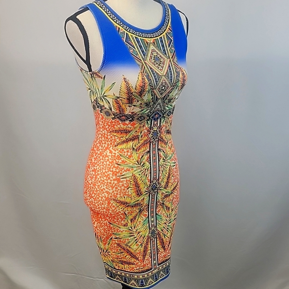 Tropical Print Sleeveless Dress - Multicolor Peach Puff NWT Size Small